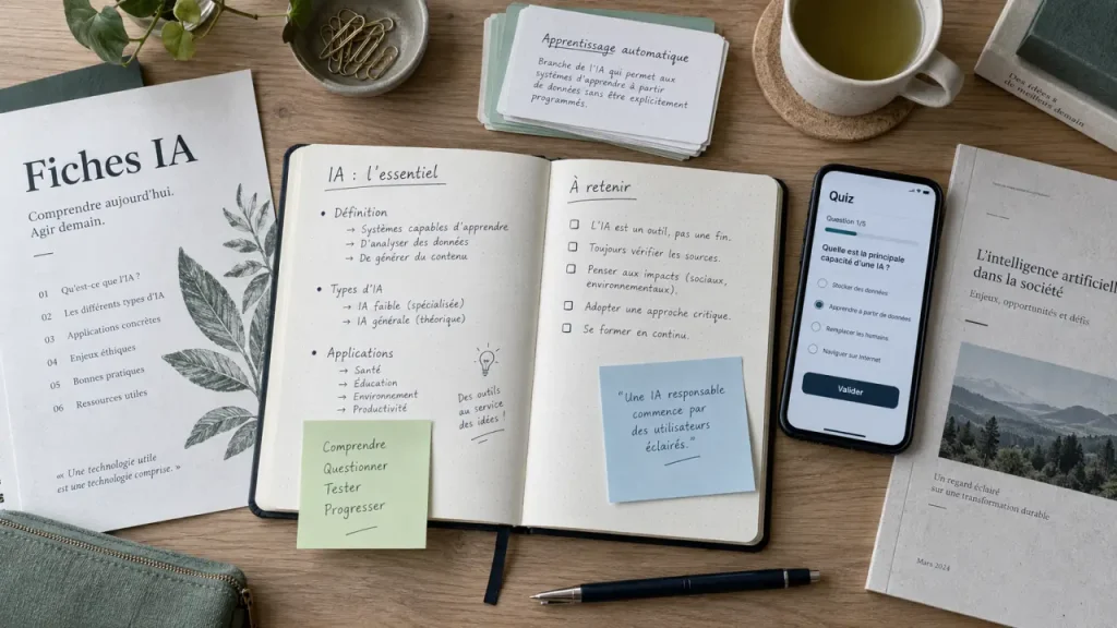ia pour faire des fiches de révision : quiz et flashcards